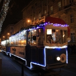 Advent in Zagreb - tram in christmas lighting