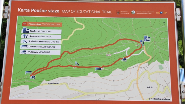 Map of educational trail around Kalnik, Croatia